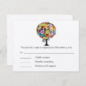 魔法の森の愛のサークル結婚式招待状 出欠カード (正面/裏面)