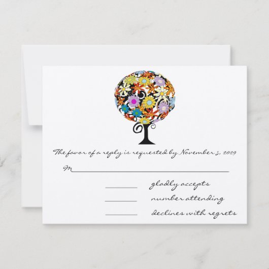 魔法の森の愛のサークル結婚式招待状 出欠カード (正面)