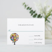 魔法の森の愛のサークル結婚式招待状 出欠カード (スタンド正面)