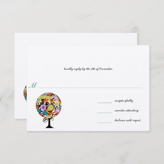 魔法の森の愛のサークル結婚式招待状 招待状 (正面/裏面)