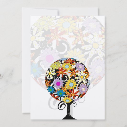 魔法の森の愛のサークル結婚式招待状 招待状 (裏面)