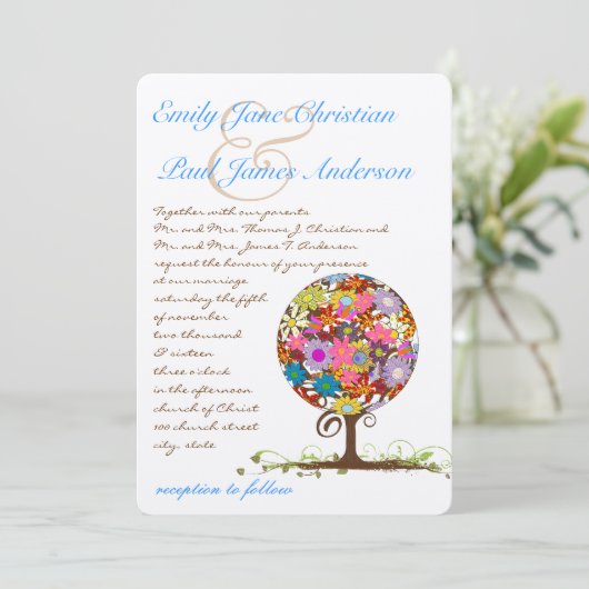 魔法の森の愛のサークル結婚式招待状 招待状 (スタンド正面)