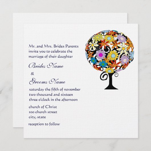 魔法の森の愛のサークル結婚式招待状 招待状 (正面/裏面)