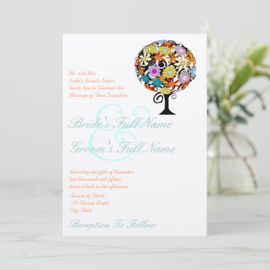 魔法の森の愛のサークル結婚式招待状 招待状 (スタンド正面)