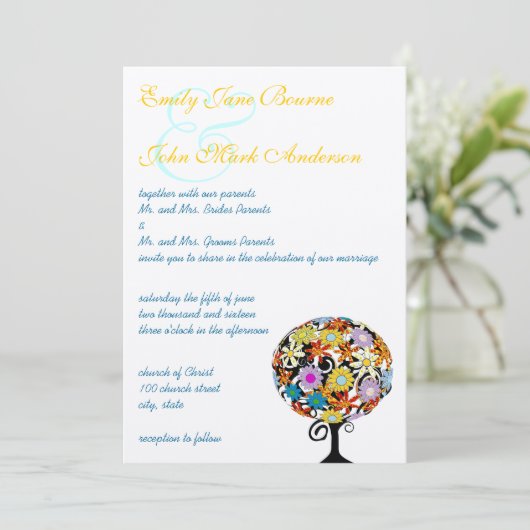 魔法の森の愛のサークル結婚式招待状 招待状 (スタンド正面)