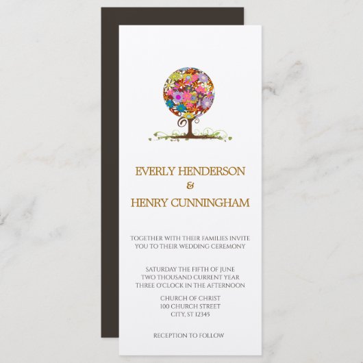 魔法の森の愛のサークル結婚式招待状 招待状 (正面/裏面)