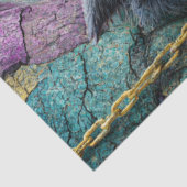 魔法の森の木にデコパージュされた神秘的な猫 薄葉紙 (詳細)