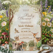 魔法の森の木の動物たち ベビーシャワー 招待状