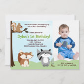 魔法の森の木立 *写真* 誕生日 5x7 招待状 (正面)