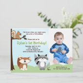 魔法の森の木立 *写真* 誕生日 5x7 招待状 (スタンド正面)