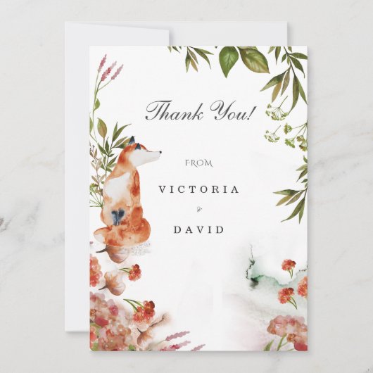 魔法の森の狐 オオカミ 鹿の結婚式のお礼 招待状 (正面)