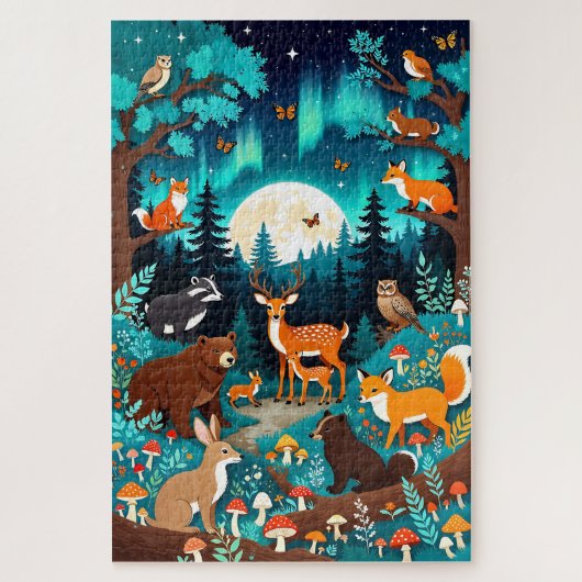 魔法の森の生き物 森林パズル - シカの親子 ジグソーパズル (縦)