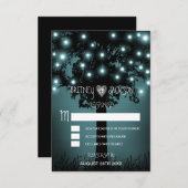 魔法の森の素朴な木の結婚式の出欠確認カード 招待状 (正面/裏面)