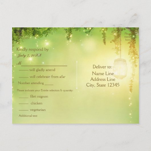 魔法の森の素朴なRSVPウェディングポストカード インビテーションポストカード