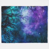 魔法の森の紫の空 フリースブランケット (正面(横))