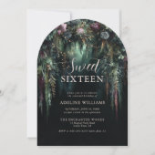 魔法の森の緑のアーチのフェアリーテール スイート16 招待状 (正面)