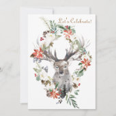 魔法の森の花のホリデー クリスマスパーティー 招待状 (正面)