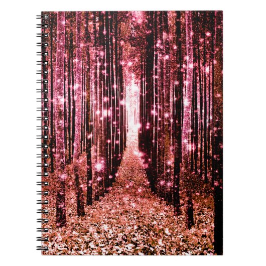 魔法の森の道 ピンクの桃 ノートブック (正面)