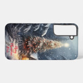 魔法の森の雪の冬メリークリスマスツリー SAMSUNG GALAXYケース (裏面横)