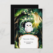 魔法の森へのフクロウの誕生日 サンキューカード (正面/裏面)