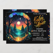 魔法の森へ ティンバーランド ベビーシャワー 招待状 (正面/裏面)