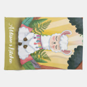 魔法の森めい想の可愛いラマ キッチンタオル (横)