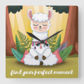 魔法の森めい想の可愛いラマ スクエア壁時計 (正面)