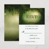 魔法の森グリーン ウェディング RSVP 返信ハガキ (正面/裏面)