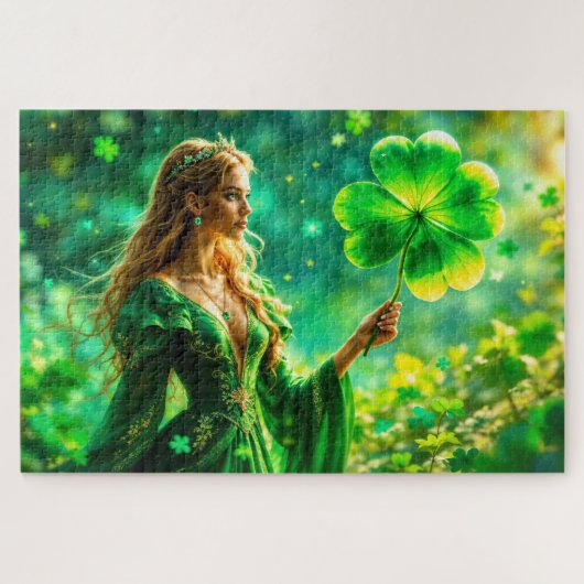 魔法の森セントパトリックの日自然妖精の芸術 ジグソーパズル (横)