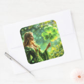 魔法の森セントパトリックの日自然妖精の芸術 スクエアシール (封筒)