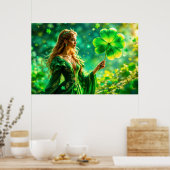 魔法の森セントパトリックの日自然妖精の芸術 ポスター (キッチン)