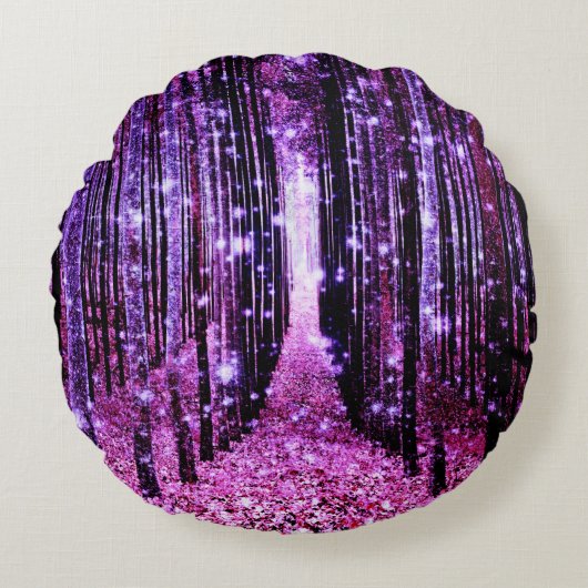 魔法の森パープルピンク ラウンドクッション (正面)