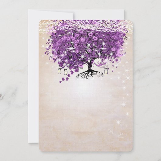 魔法の森ピーチピンクパープルハート葉の木 招待状 (裏面)