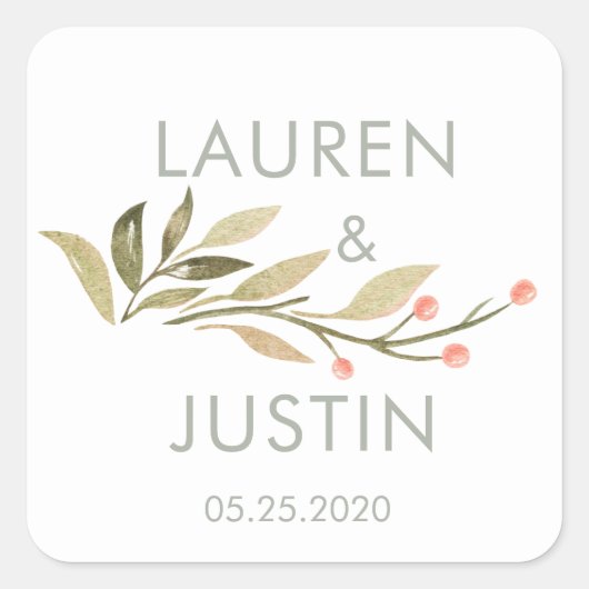 魔法の森フローラモノグラムラウンドステッカー スクエアシール (正面)