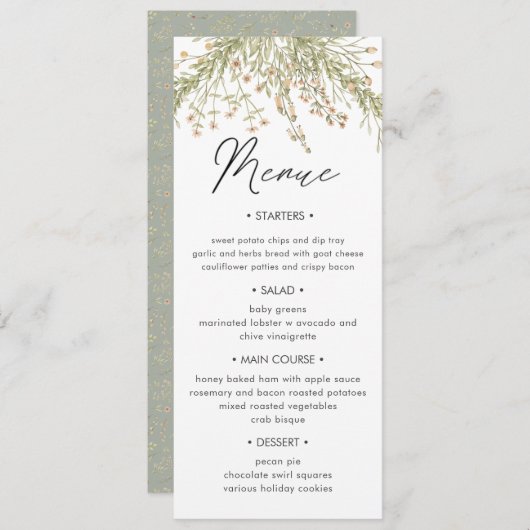 魔法の森フローラ結婚のディナーメニューカード 招待状 (正面/裏面)