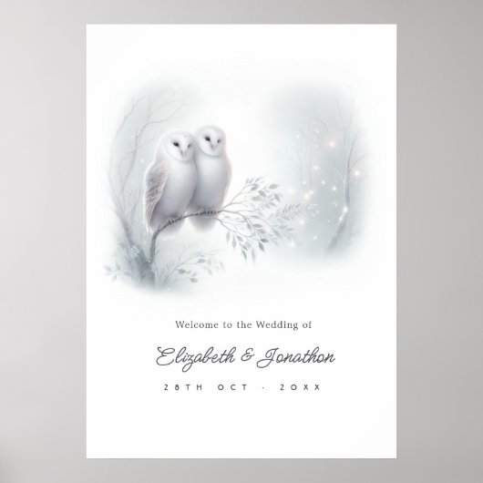 魔法の森メンフクロウの結婚式ウェルカムサイン ポスター (正面)
