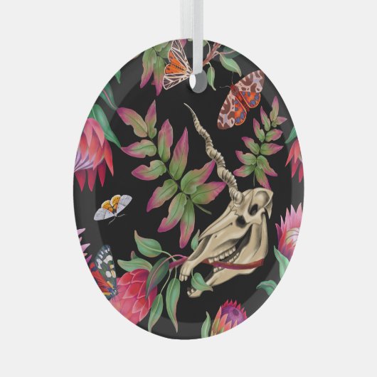 魔法の森ユニコーンのダークパターン。 ガラスオーナメント (正面右)