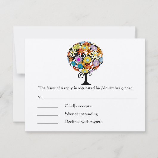 魔法の森ラブサークルウェディング招待状 出欠カード (正面)