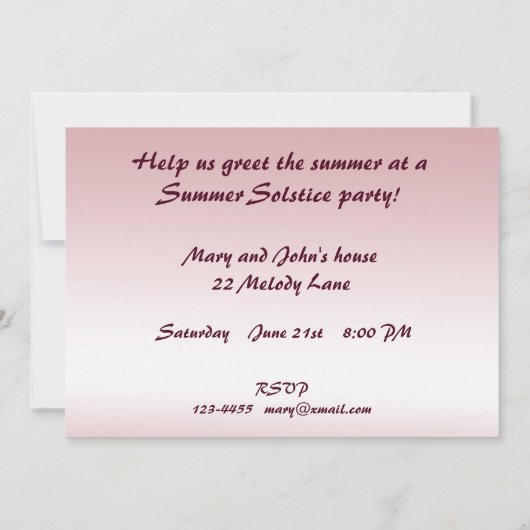 魔法の森林夏至のパーティの招待状 招待状 (裏面)