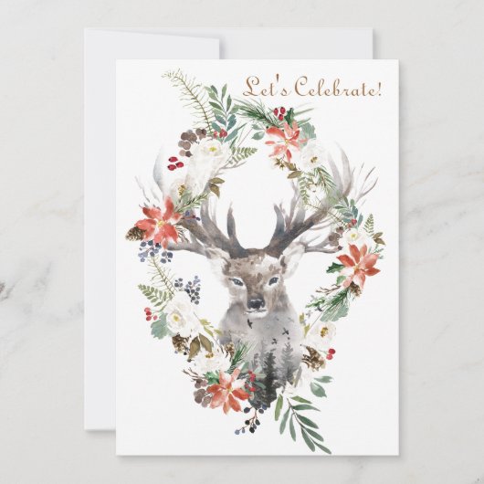 魔法の森林花の休日のクリスマス・パーティ 招待状 (正面)