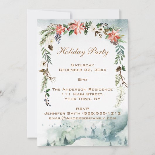 魔法の森林花の休日のクリスマス・パーティ 招待状 (裏面)