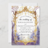 魔法の森結婚の金ゴールド枠 招待状 (正面)