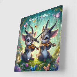 魔法の森遊の中でかわいいサオラスのビオラ スクエア壁時計