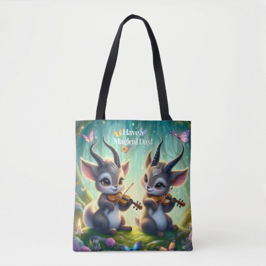 魔法の森遊の中でかわいいサオラスのビオラ トートバッグ (正面)