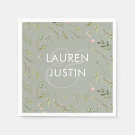 魔法の森 |の結婚モノグラム紙ナプキン スタンダードカクテルナプキン