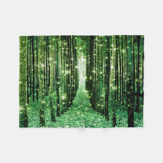 魔法の森 緑のミステリー フリースブランケット (正面(横))
