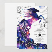 魔法の楽しい馬の誕生日 招待状 (正面/裏面)