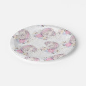 魔法の母とベビーユニコーングリッターベビーシャワー ペーパープレート (アングル)