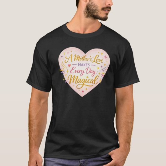 魔法の母性愛 輝くハートデザイン Tシャツ (正面)