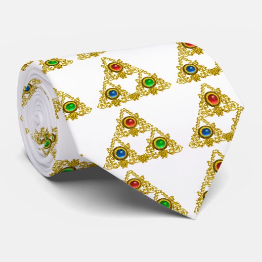 魔法の比重タリスマン/宝石と金ゴールド三角形 ネクタイ (ロール)